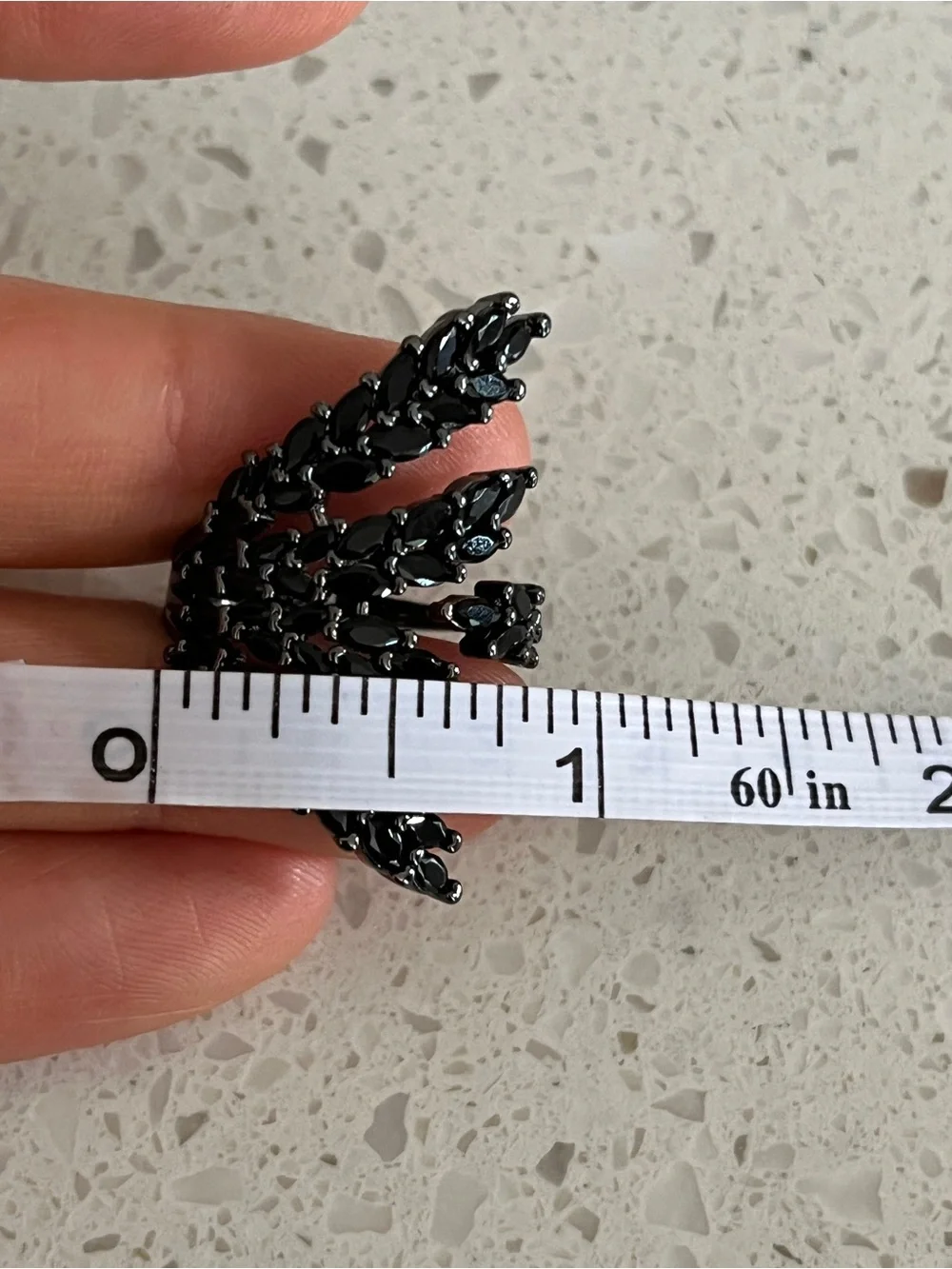 Leaf Shaped Cuff Ring With‎ Shiny Cubic Zirconia Stones